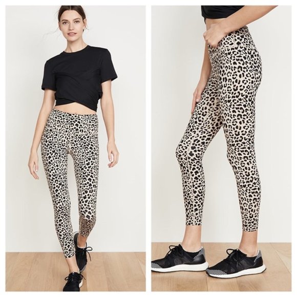 Varley Pants - Varley Estrella Leggings Leopard Nude Black sz M